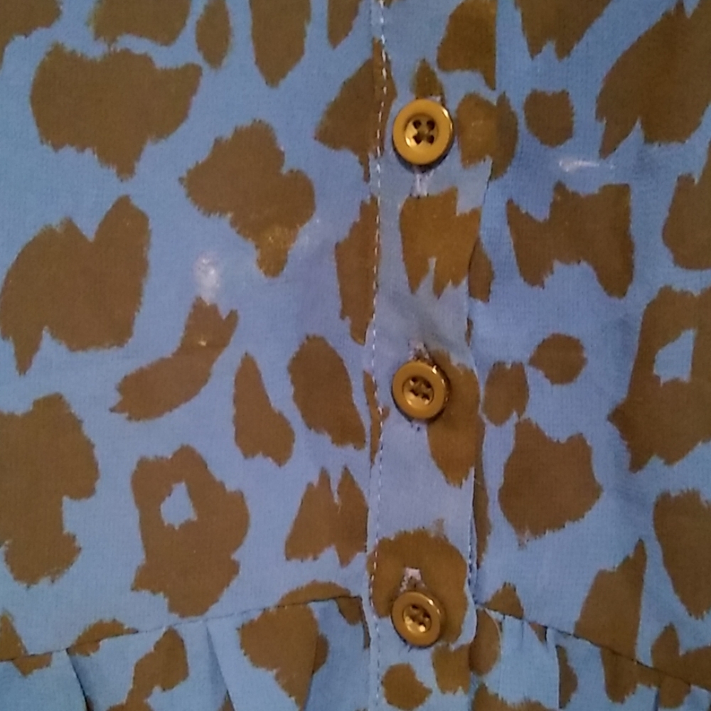 Torrid blue animal print sheer button up dress - Picture 4 of 6